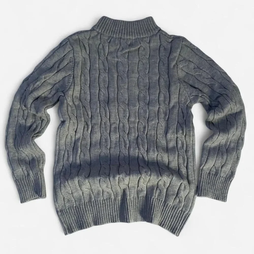 Polo Ralph Lauren grey cable knit cotton quarter zip sweater